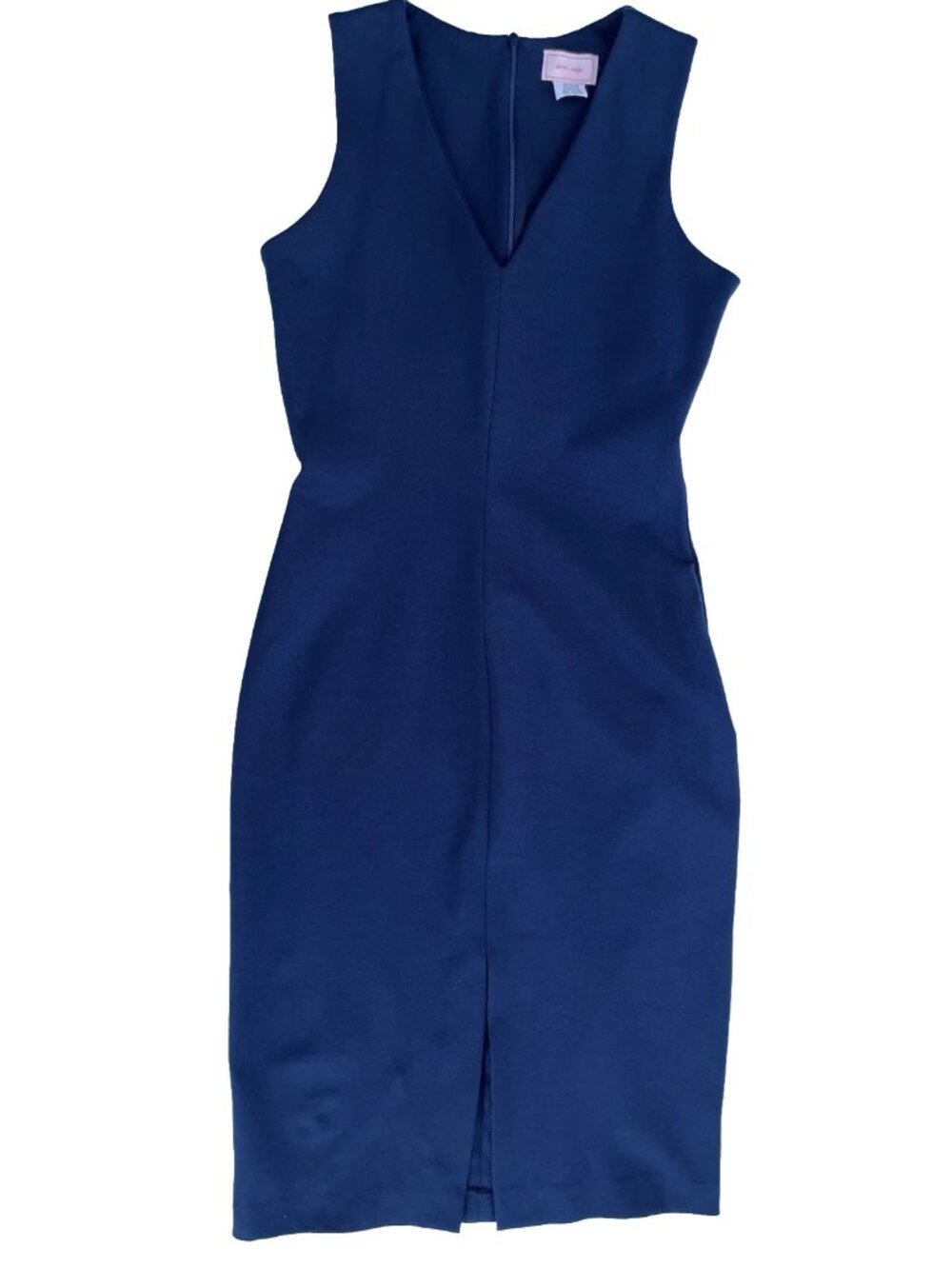 Love…Ady Womens Ponte V-Neck Bodycon Dress Medium Front Slit Hi-Lo NWOT